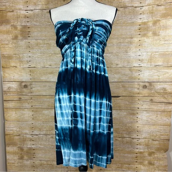 Catwalk Studios Blue Tie Dye Convertible Strapless Dress Boho Size S - Picture 1 of 11